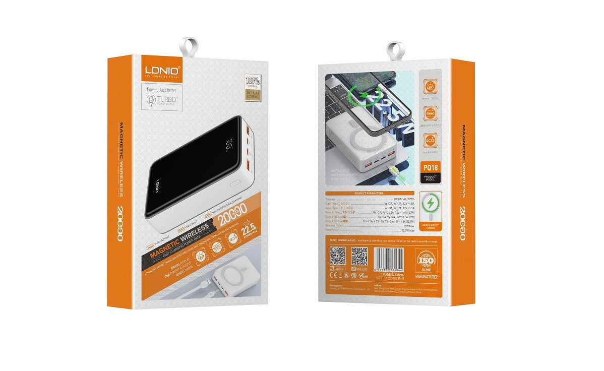 Power Bank Batería Externa 20000 mAh LDNIO Con Carga inalámbrica